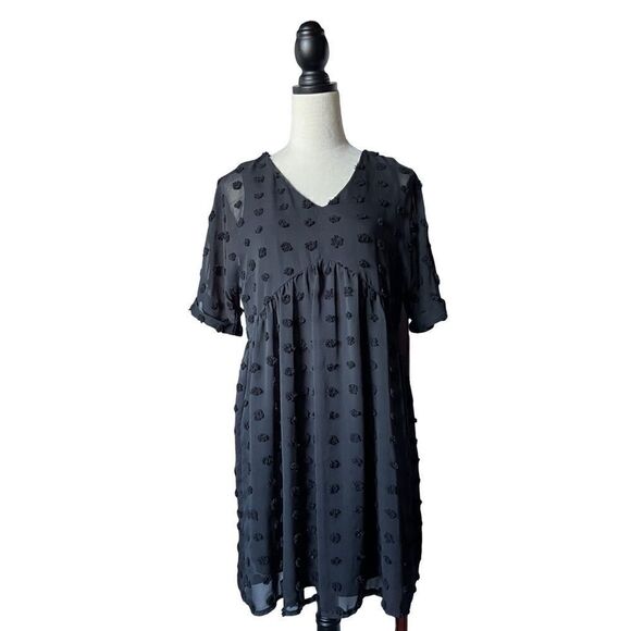 Ecowish Black Oversized Babydoll Boho Dress w/Balls of Fabric (Size: Small) - Picture 10 of 16